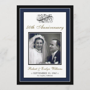 Elegant Anniversary Party Custom Invitation (navy)