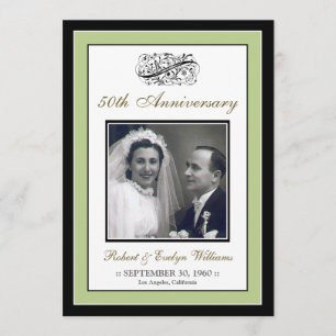 Elegant Anniversary Party Custom Invitation (sage)