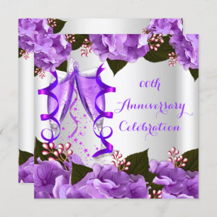 Elegant Anniversary Party Purple Flowers Invitation