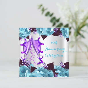 Elegant Anniversary Party Teal Blue Purple 2 Invitation