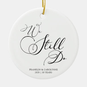 Elegant Anniversary Vow Renewal Custom Text Ceramic Ornament
