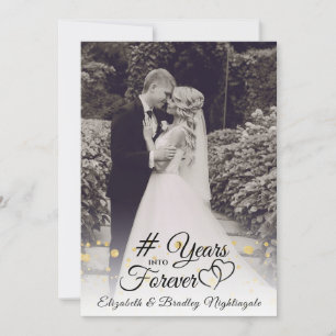 Elegant Anniversary # YEARS INTO FOREVER Photo Invitation