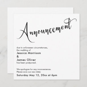 Elegant "Announcement" Postponed Wedding Card