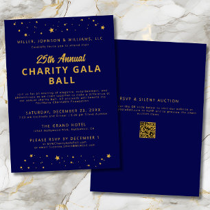 Elegant Annual Charity Gala Event Blue Gold Invitation