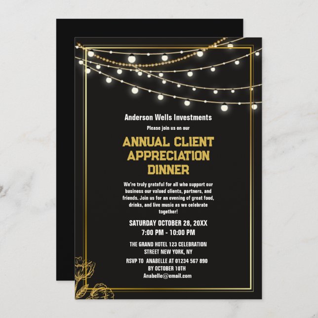 Elegant Annual Client Appreciation Dinner Party   Invitation (Front/Back)
