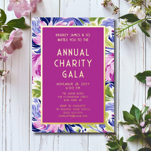Elegant Annual Gala Pink Blue Floral Gold Foil