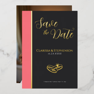 Elegant Anthracite Blush Pink Photo Save The Date