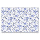 Elegant Antique Blue Floral Chintz on White