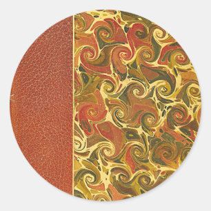 Elegant Antique Book, Ornate Swirl Pattern Classic Round Sticker