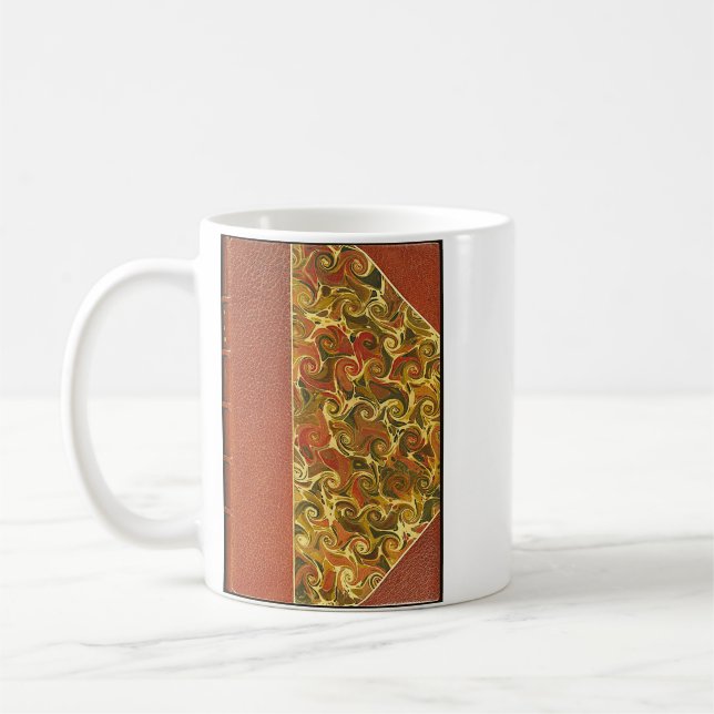 Elegant Antique Book, Ornate Swirl Pattern Coffee Mug (Left)
