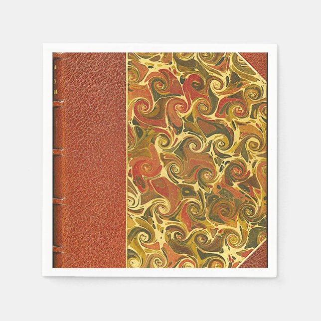 Elegant Antique Book, Ornate Swirl Pattern Napkin (Front)