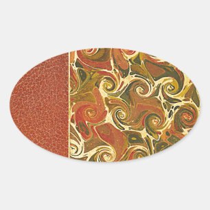 Elegant Antique Book, Ornate Swirl Pattern Oval Sticker