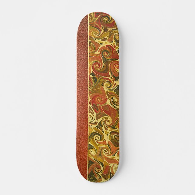 Elegant Antique Book, Ornate Swirl Pattern Skateboard (Front)