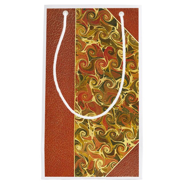 Elegant Antique Book, Ornate Swirl Pattern Small Gift Bag (Front)