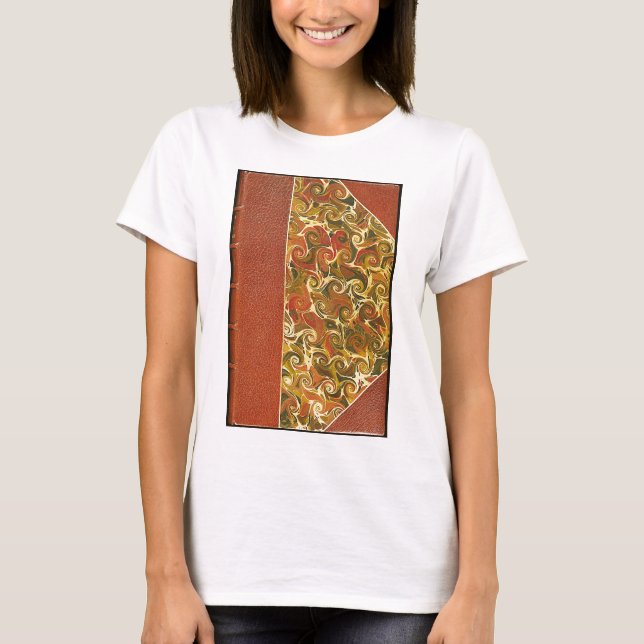 Elegant Antique Book, Ornate Swirl Pattern T-Shirt (Front)