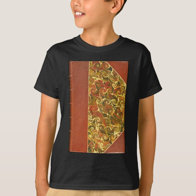 Elegant Antique Book, Ornate Swirl Pattern T-Shirt (Front)
