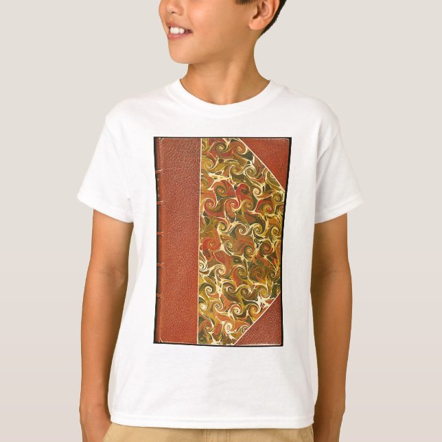 Elegant Antique Book, Ornate Swirl Pattern T-Shirt (Front)