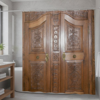 Elegant Antique Carved Wardrobe Shower Curtain