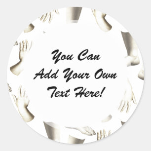 Elegant Antique Engraving Hands Feet Unique Classic Round Sticker