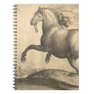 Elegant Antique Engraving of Spanish Horse Notebook