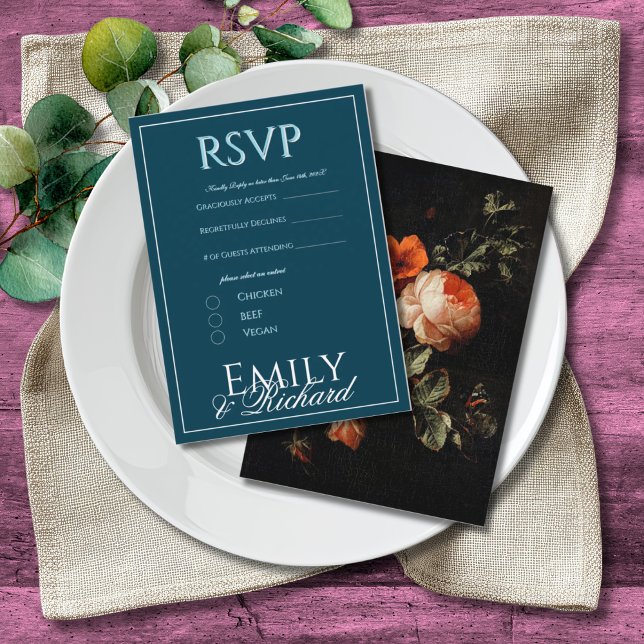 Elegant Antique Floral Wedding RSVP Meal Choices  Enclosure Card (Creator Uploaded)
