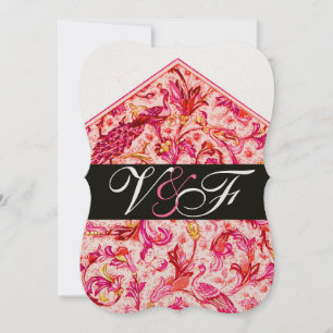 ELEGANT ANTIQUE FLORENTINE PINK FLORAL MONOGRAM INVITATION