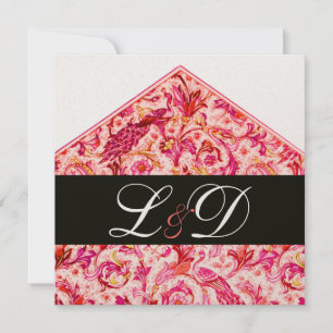 ELEGANT ANTIQUE FLORENTINE PINK FLORAL MONOGRAM INVITATION