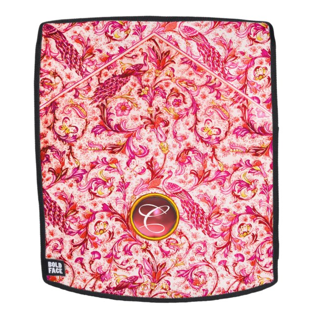 ELEGANT ANTIQUE FLORENTINE PINK FUCHSIA  MONOGRAM BACKPACK (Removable Face)