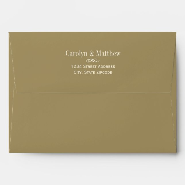 Elegant Antique Gold and Ivory Script Wedding Envelope (Back (Top Flap))