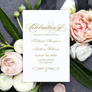 Elegant Antique Gold Calligraphy Wedding Programs