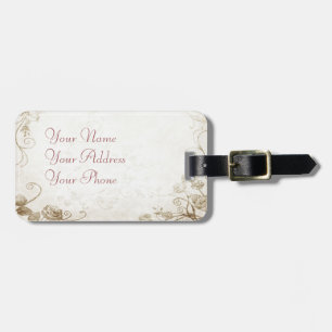 Elegant Antique Gold Luggage Tag