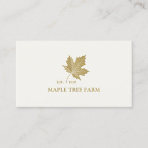 Elegant Antique Gold Maple Leaf Logo. Business Card