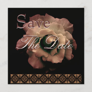 Elegant ANTIQUE GOLD Rose Wedding Save Date Invite
