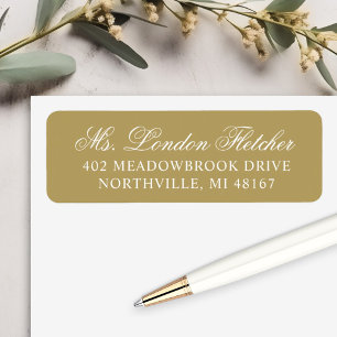 Elegant Antique Gold Script Wedding Address Return Address Label