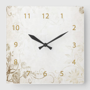 Elegant Antique Gold Square Wall Clock