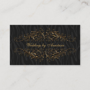 Elegant Antique Gold Swirls Zebra Stripes Business Card