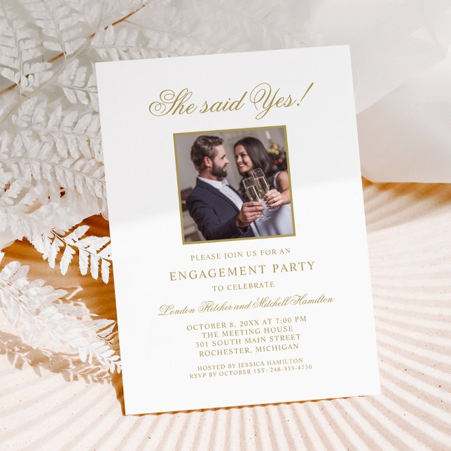 Elegant Antique Gold Wedding Engagement Party Invitation (Creator Uploaded)