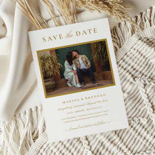 Elegant Antique Gold Wedding Photo Save The Date