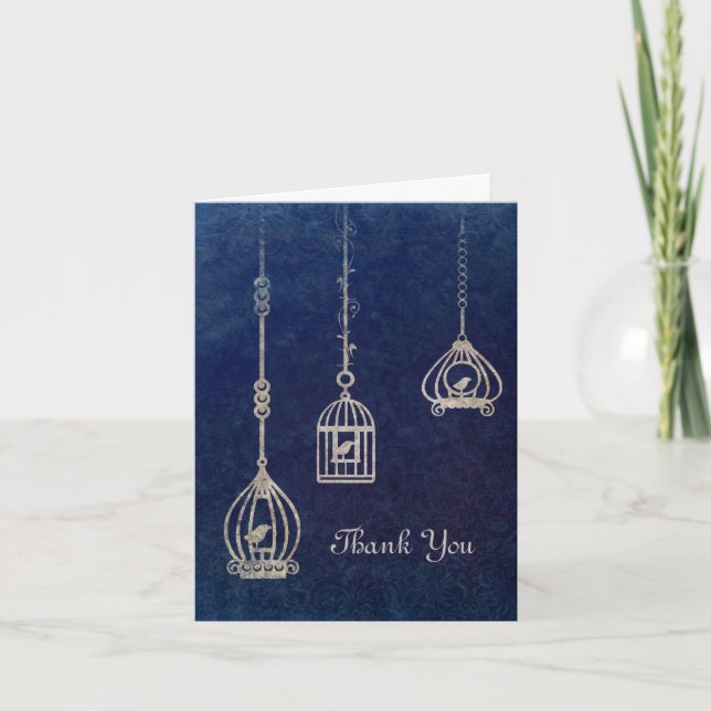 Elegant Antique Looking Bird Cages Thank You Card (Front)