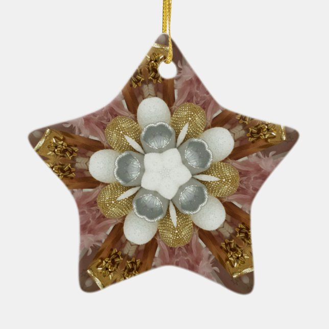 Elegant Antique Pink Silver Grey Gold White Flower Ceramic Tree Decoration (Back)