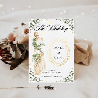 Elegant Antique Roman Gold Wedding Foil Invitation