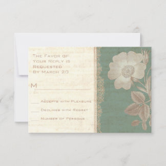 Elegant Antique Rose Vintage Verdigris Patina RSVP Card