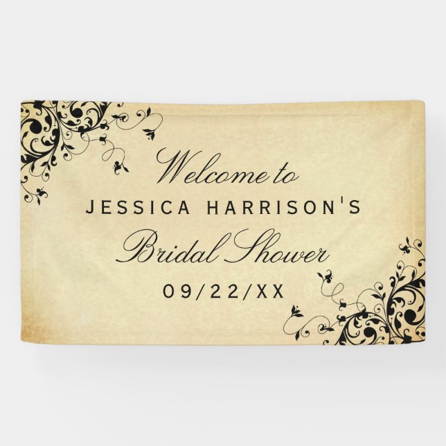 Elegant Antique Swirls Bridal Shower Banner (Horizontal)