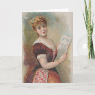 Elegant Antique Valentine's Illustration, 1890 Card