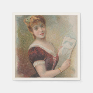 Elegant Antique Valentine's Illustration, 1890 Napkin