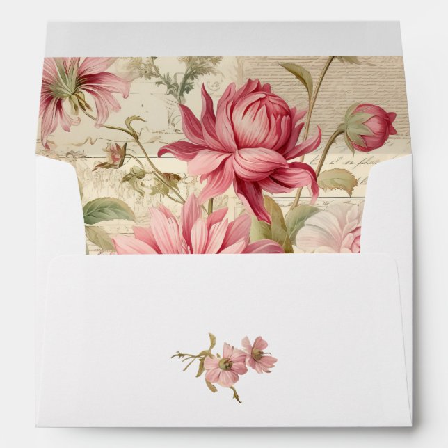 Elegant Antique Vintage French Floral Collage Envelope (Back (Bottom))