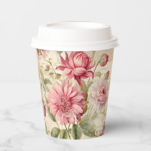 Elegant Antique Vintage French Floral Collage Paper Cups