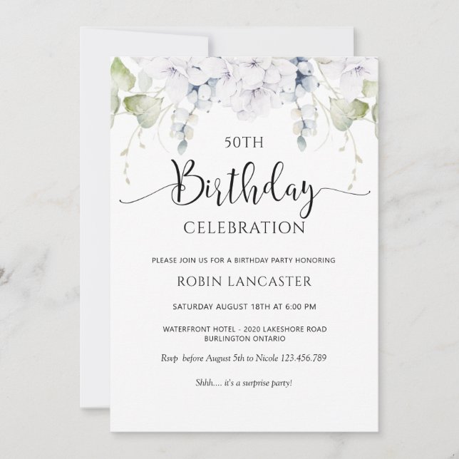 Elegant Any Number Birthday Invitation (Front)