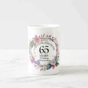Elegant Any Wedding (65) Floral Anniversary Bone China Mug