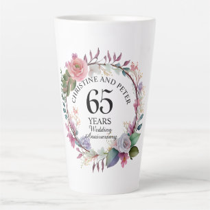 Elegant Any Wedding (65) Floral Anniversary Latte Mug